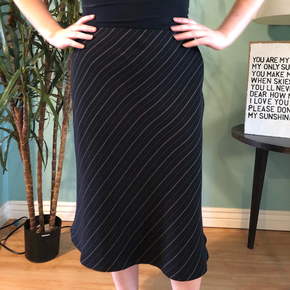 Laura Scott black stripped midi skirt